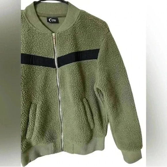 Zyia Active Olive Green Flying V Teddy Fleece Zip Up
Bomber Jacket - Picture 3 of 9